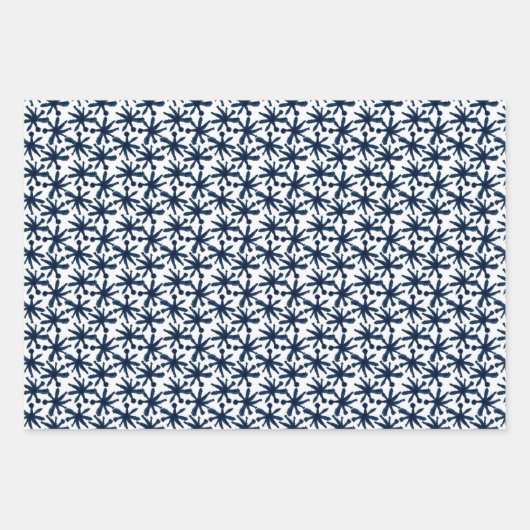 Modern Indigo Navy Shibori Muster Wrapping Sheets Geschenkpapier Set (Vorderseite 2)