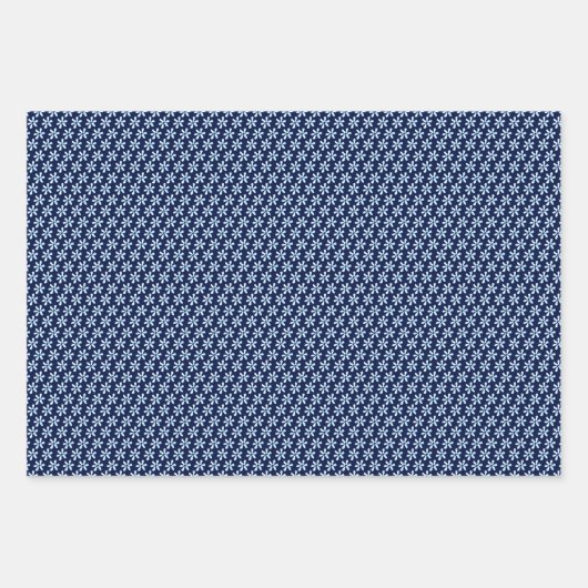 Modern Indigo Navy Shibori Muster Wrapping Sheets Geschenkpapier Set (Vorderseite)