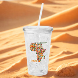 Modern Individuelle Name Pan Africa Flag Map Acryltrinkbecher