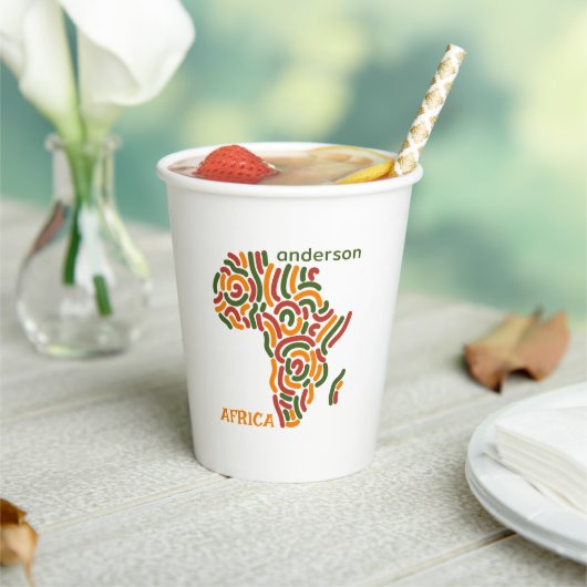 Modern Individuelle Name Pan Africa Flag Map Pappbecher (In Situ)