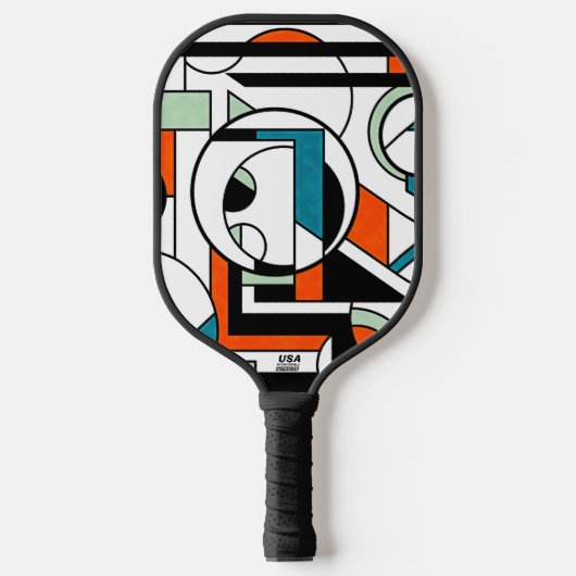 Modern Industrial Geometric Abstract Orange Teal D Pickleball Schläger (Vorderseite)