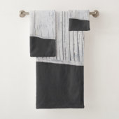 Modern Industrial Scratched White Charcoal Grau Badhandtuch Set (Insitu)