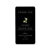 Modern Infused Olive Oil Thank You Label Black Adressaufkleber (Vorne)