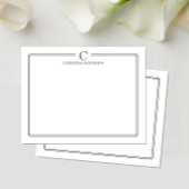 Modern Initial Black and White Border Stationery Mitteilungskarte