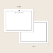 Modern Initial Black and White Border Stationery Mitteilungskarte