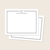 Modern Initial Black and White Border Stationery Mitteilungskarte