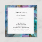 Modern Initial Border Blue Watercolor Abstract Quadratische Visitenkarte (Rückseite)