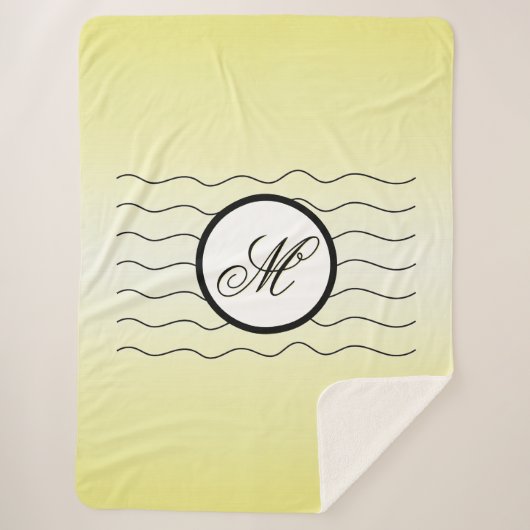 Modern Initial Butter Yellow Ombré With Black Text Sherpadecke (Vorderseite)