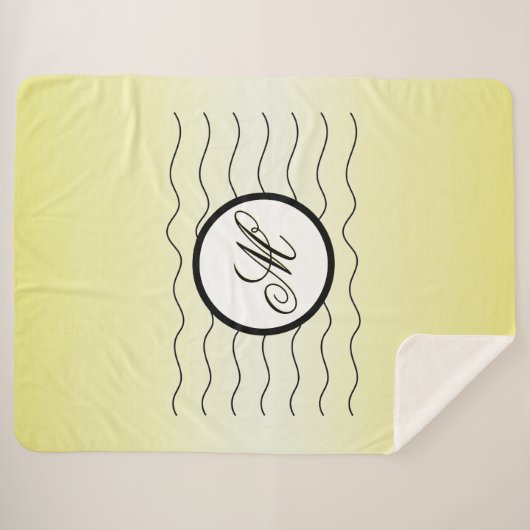 Modern Initial Butter Yellow Ombré With Black Text Sherpadecke (Vorderseite (Horizontal))