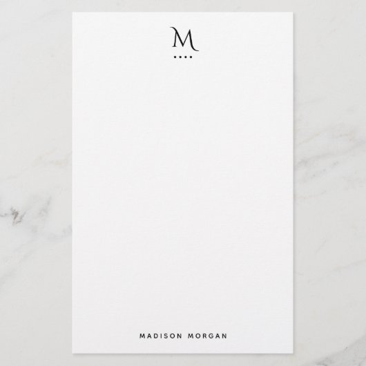 Modern Initial Letterpress Simple Black Briefpapier (Vorderseite)