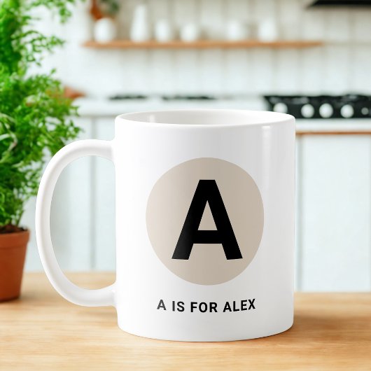 Modern Initial Mug – “A is for [Name]” Design Kaffeetasse