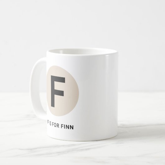 Modern Initial Mug – “F is for [Name]” Design Kaffeetasse (Vorderseite Links)