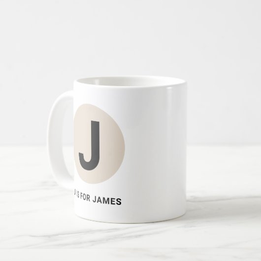 Modern Initial Mug – “J is for [Name]” Design Kaffeetasse (Vorderseite Links)