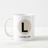 Modern Initial Mug – “L is for [Name]” Design Kaffeetasse (Links)
