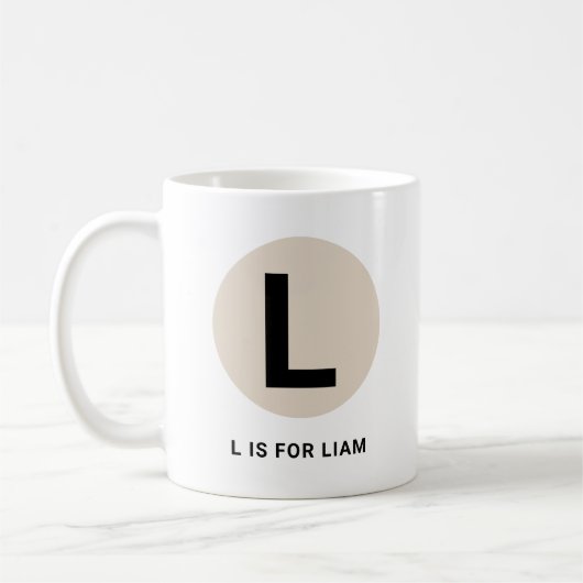 Modern Initial Mug – “L is for [Name]” Design Kaffeetasse (Links)