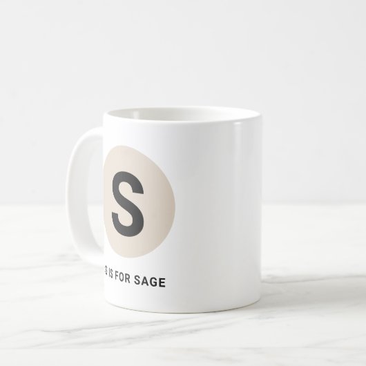 Modern Initial Mug – “S is for [Name]” Design Kaffeetasse (Vorderseite Links)