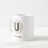 Modern Initial Mug – “U is for [Name]” Design Kaffeetasse (Vorderseite Links)