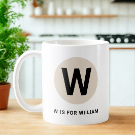 Modern Initial Mug – “W is for [Name]” Design Kaffeetasse
