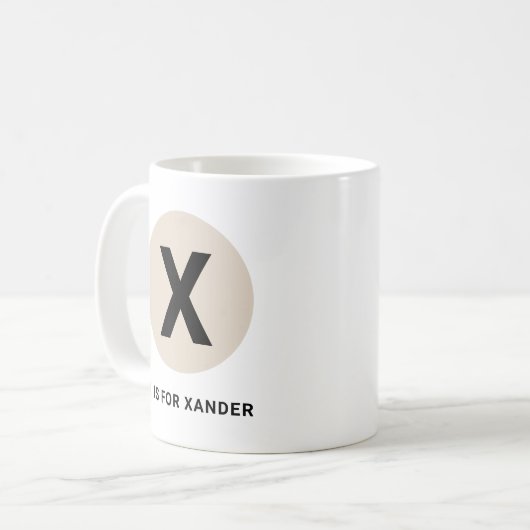 Modern Initial Mug – “X is for [Name]” Design Kaffeetasse (Vorderseite Links)