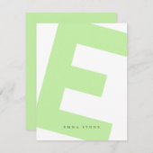 Modern Initial Oversized Monogramm und Name Mitteilungskarte (Vorne/Hinten)