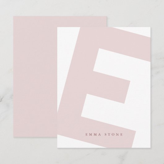 Modern Initial Oversized Monogramm und Name Mitteilungskarte (Vorne/Hinten)