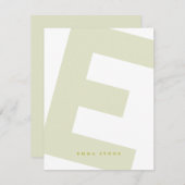 Modern Initial Oversized Monogramm und Name Mitteilungskarte (Vorne/Hinten)