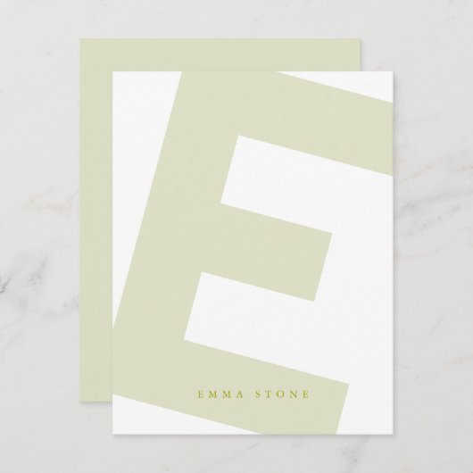 Modern Initial Oversized Monogramm und Name Mitteilungskarte (Vorne/Hinten)