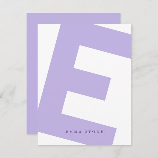 Modern Initial Oversized Monogramm und Name Mitteilungskarte (Vorne/Hinten)