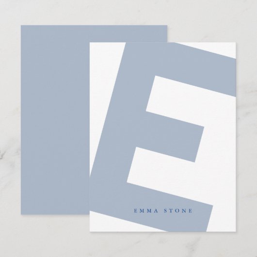 Modern Initial Oversized Monogramm und Name Mitteilungskarte (Vorne/Hinten)