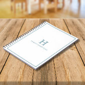 Modern Initial Patina Blue Border Notizblock