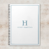 Modern Initial Patina Blue Border Notizblock