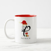 Modern Initial Typografy Name Letter P Christmas Zweifarbige Tasse (Links)