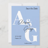 Modern Initials Blue Foto Save The Date (Vorderseite)