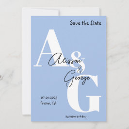 Modern Initials Blue Foto Save The Date