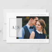 Modern Initials Minimalist Photo Couple Wedding Save The Date (Vorderseite)