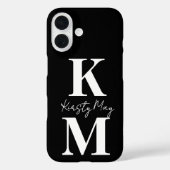Modern Initials Name Black White Personalize Case-Mate iPhone Hülle (Rückseite)