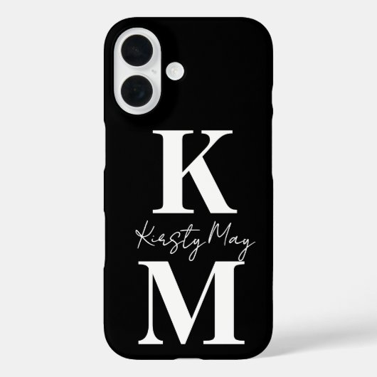 Modern Initials Name Black White Personalize Case-Mate iPhone Hülle (Rückseite)