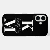 Modern Initials Name Black White Personalize Case-Mate iPhone Hülle (Rückseite (Horizontal))