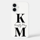 Modern Initials Name White Black Personalize Case-Mate iPhone Hülle (Rückseite)