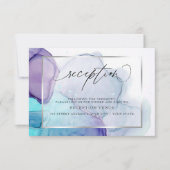 Modern Ink Aqua und Lila Empfang Einladung (Vorderseite)