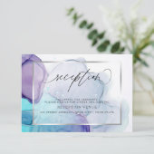 Modern Ink Aqua und Lila Empfang Einladung (Stehend Vorderseite)