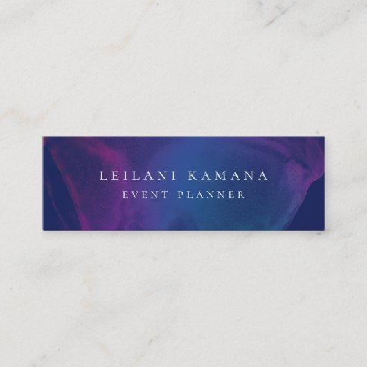 Modern Ink Blotch Blue Mini Visitenkarte (Vorderseite)