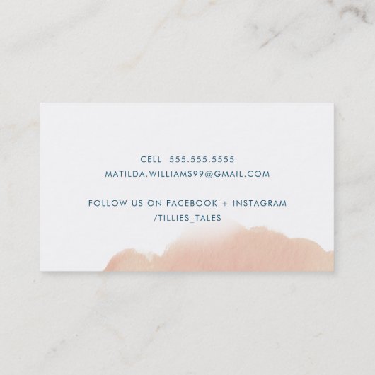 MODERN INK Stilvoll gestrichen rot Rosa Aquarell Visitenkarte (Rückseite)