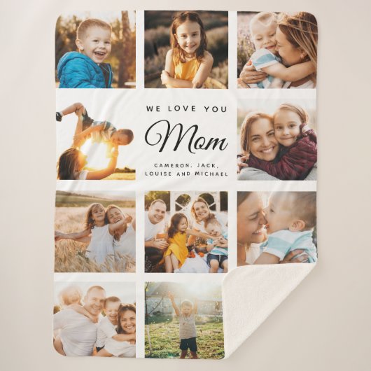 Modern Instagram Family Foto Collage Muttertag Sherpadecke (Vorderseite)