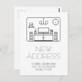 Modern Interior Schwarz-weiß New Address Postcard Postkarte (Vorne/Hinten)