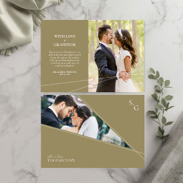 Modern Intersecting Lines Photo Thank You Card Dankeskarte