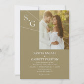 Modern Intersecting Lines Photo Wedding Invitation Einladung (Vorderseite)