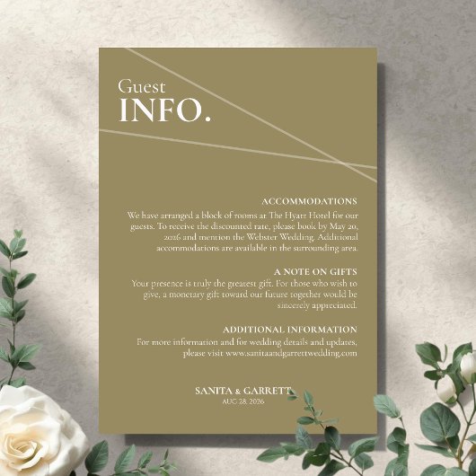 Modern Intersecting Lines Wedding Guest Info Card Begleitkarte