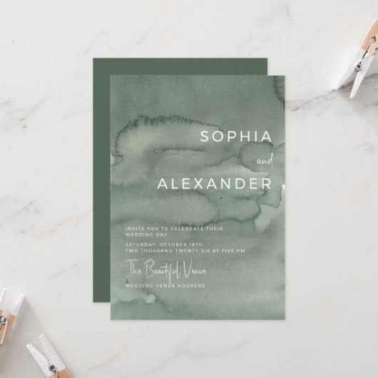 Modern Invitation Watercolor Wedding. Einladung (Vorderseite/Rückseite Beispiel)