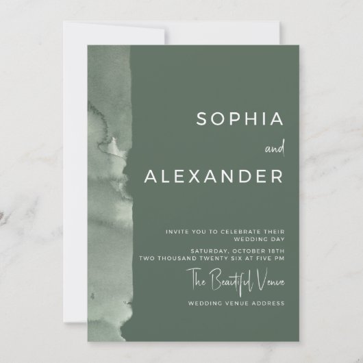 Modern Invitation Watercolor Wedding.   Einladung (Vorderseite)